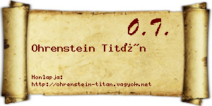 Ohrenstein Titán névjegykártya